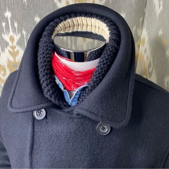 Polo Ralph Lauren Merino Wool Black & Red Double Breasted Top Over Pea Coat - Picture 5 of 16